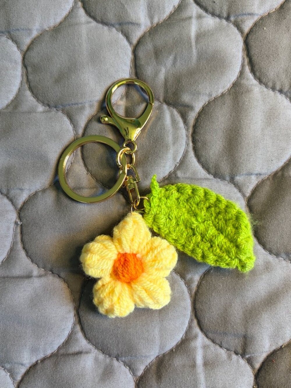 Puff Yellow Floral Keychain